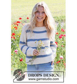 Damestrui Sea Bird Sweater in gerstekorrel gemaakt van Drops Paris