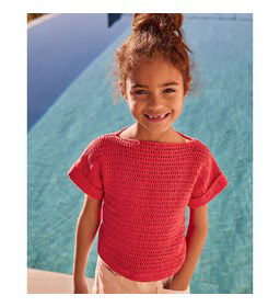 Meisjes trui met korte mouwen gemaakt van Phildar Phil Petillant