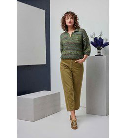 Gemeleerde damestrui Sanne met halssplit en kraagje gemaakt van Lang Yarns Lace