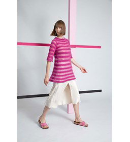 Gestreepte trui in A-lijn gemaakt van Lang Yarns Mohair 21