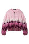 Breipatroon damesvest met boucle zigzagpatroon van andere kant