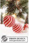 Breipatroon Gebreide kerstbal met spiraal strepen  van andere kant