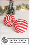 Breipatroon Gebreide kerstbal met spiraal strepen  van andere kant