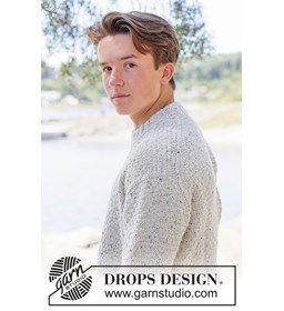 Grey Thistle Heren Sweater in DROPS Soft Tweed gemaakt van Rondbreinaald nr 5