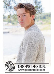 Grey Thistle Heren Sweater in DROPS Soft Tweed