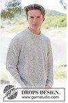Breipatroon Grey Thistle Heren Sweater in DROPS Soft Tweed van andere kant