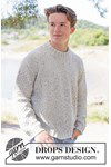 Breipatroon Grey Thistle Heren Sweater in DROPS Soft Tweed van andere kant