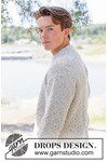 Breipatroon Grey Thistle Heren Sweater in DROPS Soft Tweed van andere kant