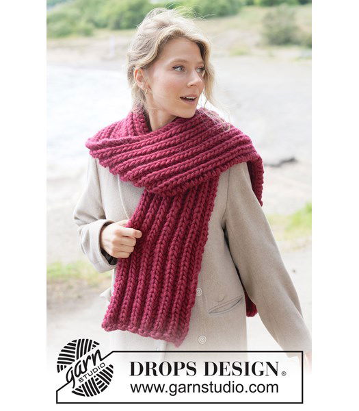 Breipatroon Warme gebreide sjaal in Engelse patentsteek