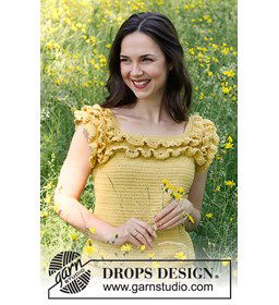 Damestopje met ruches gemaakt van Drops Safran