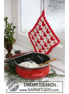 Gebreide pannenlap, kerstpatroon