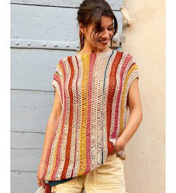 Rechte meerkleurige tuniek gemaakt van Phildar Phil Eucalyptus