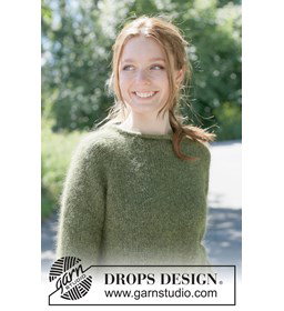damestrui North Moss Sweater met raglanmouwen gemaakt van Breinaalden zonder knop