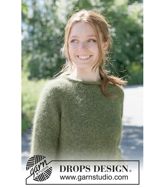 Breipatroon damestrui North Moss Sweater met raglanmouwen