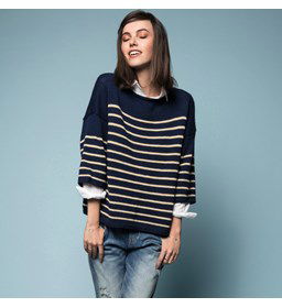 Trui met driekwart mouwen in marinelook