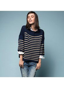 Trui met driekwart mouwen in marinelook