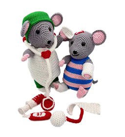 Muizendokter met patient gemaakt van Elastiek - band