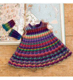 Jurk met armwarmers gemaakt van Lang Yarns Mille colori baby