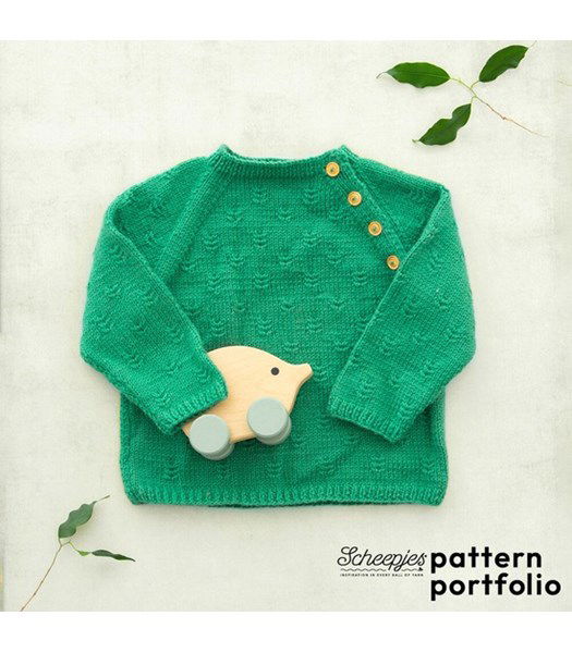 Breipatroon Trui voor baby of peuter met blaadjespatroon