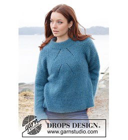 Damestrui met diagonale lijnen in voorpand gemaakt van Drops Kid Silk