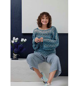 Demstrui Yumi in open waaierpatroon gemaakt van Haaknaalden