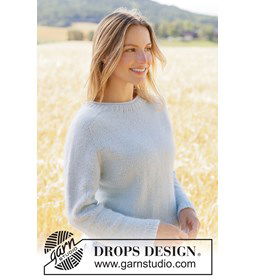 Top-down gebreide trui met zadelschouders in DROPS Air gemaakt van Naaiartikelen