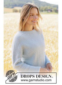 Top-down gebreide trui met zadelschouders in DROPS Air