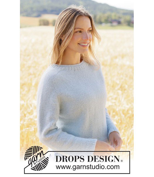 Breipatroon Top-down gebreide trui met zadelschouders in DROPS Air