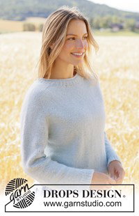 Top-down gebreide trui met zadelschouders in DROPS Air