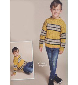 Gestreepte kindertrui gemaakt van Lammy Yarns No 1