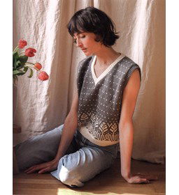 Damesspencer met tweekleurig jaquardpatroon gemaakt van Handwerk accesoires