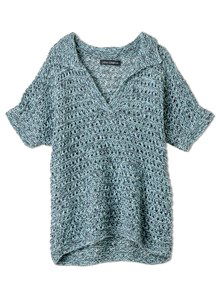 Breipatroon doorschijnend shirt met kraagje gemaakt van Lana Grossa Filo Paillettes