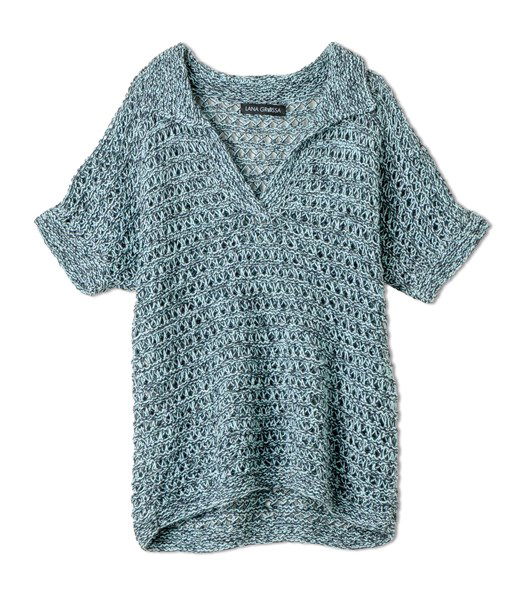 Breipatroon doorschijnend shirt met kraagje