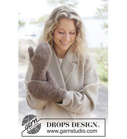 Gebreide wanten van Alpaca Bouclé en Zijde gemaakt van Breinaalden zonder knop