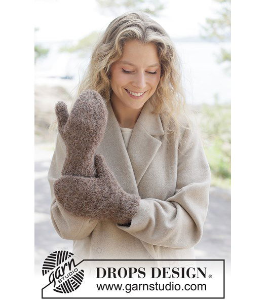 Breipatroon Gebreide wanten van Alpaca Bouclé en Zijde