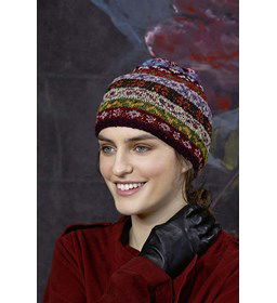 Muts met verschillende inbreimotieven gemaakt van Lang Yarns Donegal