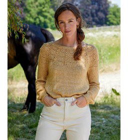 Damestrui met wijde hals gemaakt van Breinaalden zonder knop