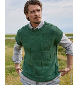 Heren slipover in blokpatroon gemaakt van Lana Grossa Alta Moda Cotolana en Cotalana Print