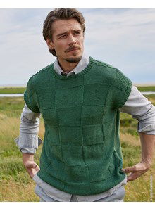 Heren slipover in blokpatroon