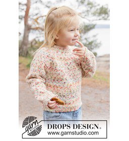 kindertrui met ronde pas Sunset Sprinkles Sweater gemaakt van DROPS Fiesta