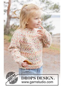 Breipatroon kindertrui met ronde pas sunset sprinkles sweater gemaakt van DROPS Fiesta