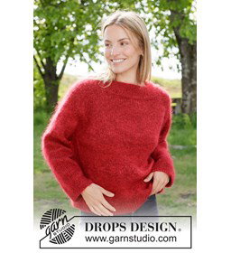 luchtige raglan damestrui Carmine Moon Sweater gemaakt van Drops Kid Silk
