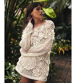 Trui in openhaakwerk met bloemen gemaakt van Phildar Phil Perle 5