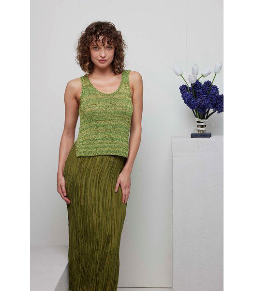 Breipatroon Kort zomers hemdje Tiffany met rode hals