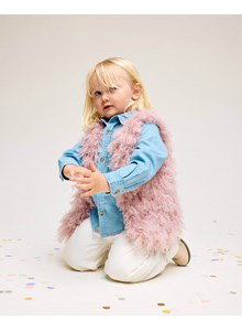 mouwloos kindervest in ruige bontlook