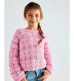 Meisjestrui in open kantpatroon gemaakt van Phildar Phil Coton 3