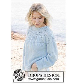 Damestrui met ronde pas in golfpatroon gemaakt van Drops Air