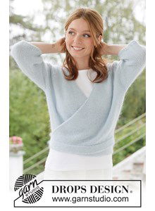 Breipatroon gebreid ballerina vest met elegante strikband gemaakt van Drops Kid Silk