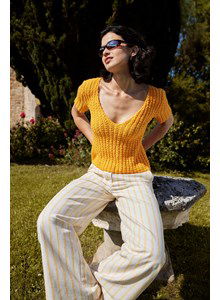 Damestrui met wijde V-hals