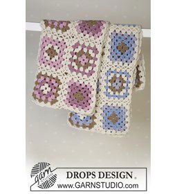 Babydeken granny squares gemaakt van Drops Alpaca